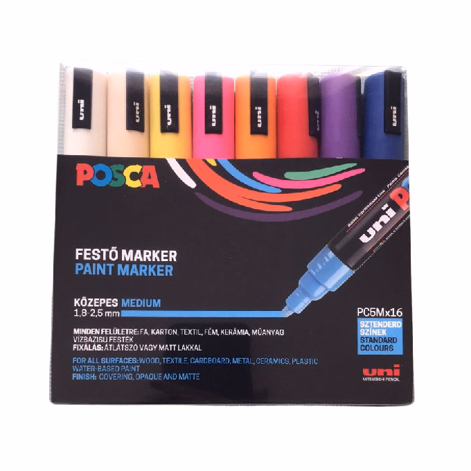 Filctoll UNI Posca PC-5M 16 darabos készlet