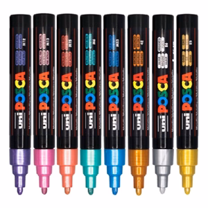 Filctoll UNI Posca PC-5M metál színek 8 darabos készlet