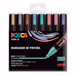 Filctoll UNI Posca PC-5M metál színek 8 darabos készlet