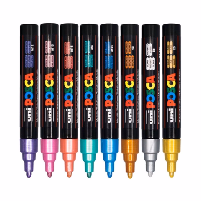 Filctoll UNI Posca PC-5M metál színek 8 darabos készlet