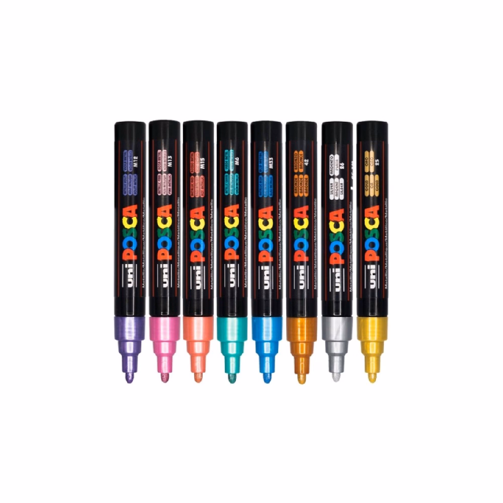 Filctoll UNI Posca PC-5M metál színek 8 darabos készlet