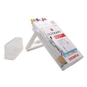 Filctoll  ZEBRA ClickArt nyomógombos vízbázisú 12 darabos