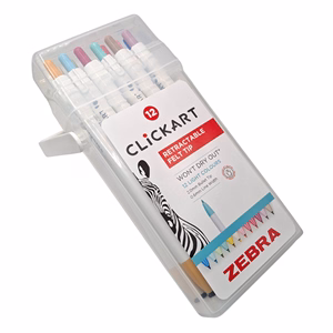Filctoll  ZEBRA ClickArt nyomógombos vízbázisú 12 darabos