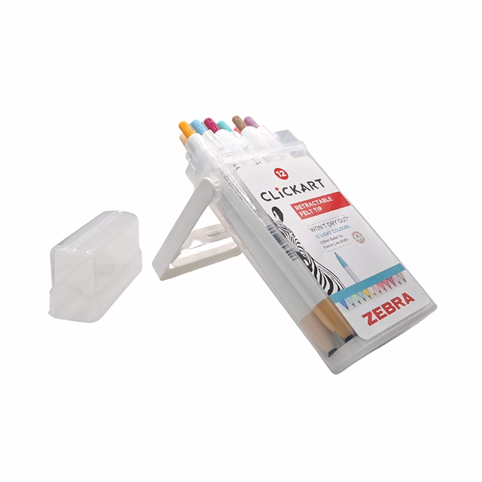 Filctoll  ZEBRA ClickArt nyomógombos vízbázisú 12 darabos