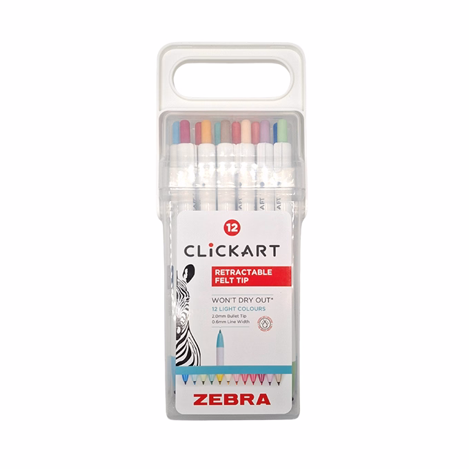 Filctoll  ZEBRA ClickArt nyomógombos vízbázisú 12 darabos