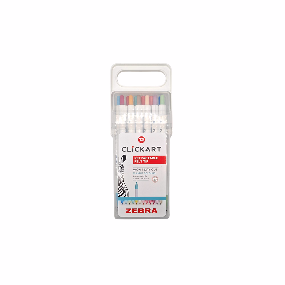 Filctoll  ZEBRA ClickArt nyomógombos vízbázisú 12 darabos
