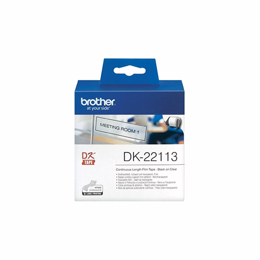 Filmszalag BROTHER DK-22113 62mm x 15,24m átlátszó alapon fekete