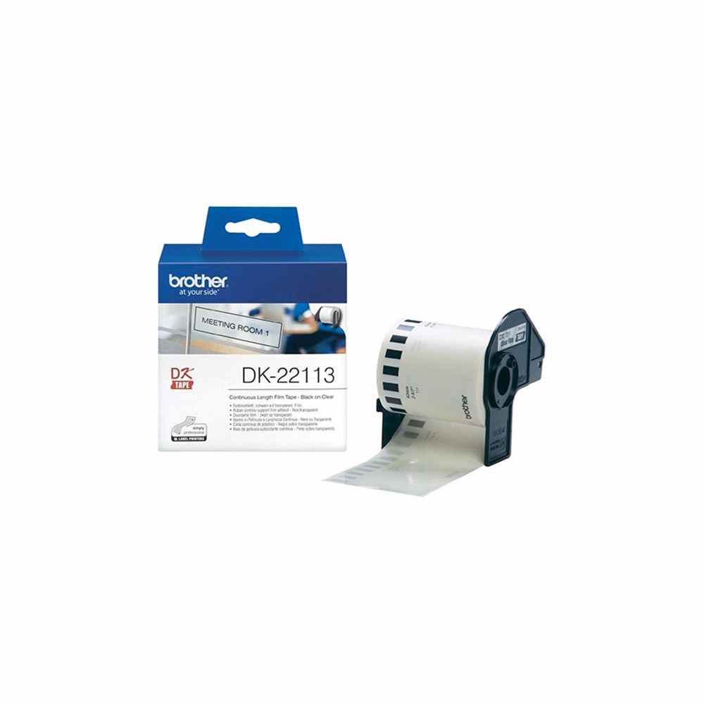 Filmszalag BROTHER DK-22113 62mm x 15,24m átlátszó alapon fekete