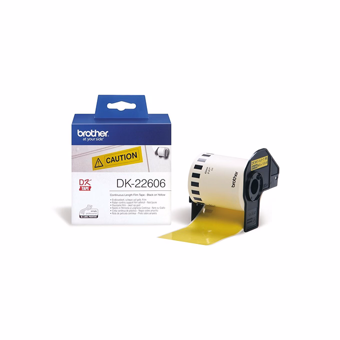 Filmszalag BROTHER DK-22606 62mm x 15,24m sárga alapon fekete