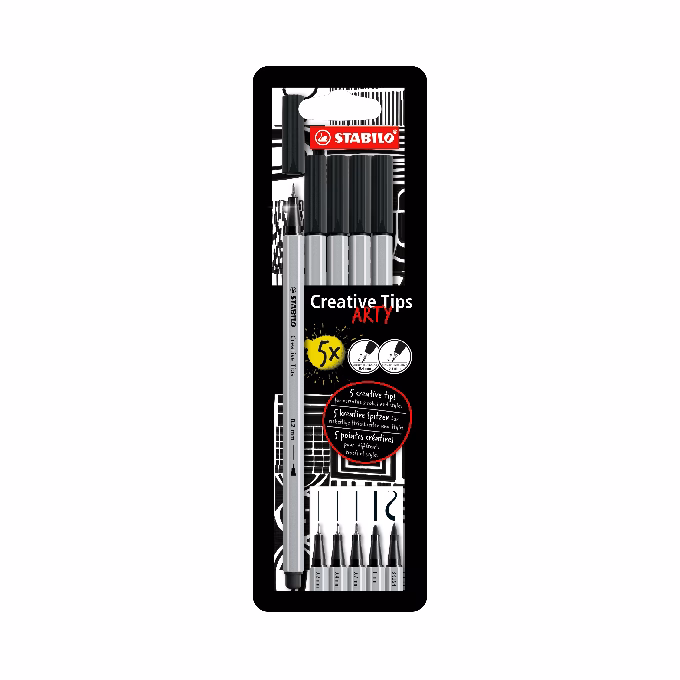 Flictoll STABILO Cretive Tips Arty black 5 darabos Flictoll STABILO Cretive Tips Arty black 5 darabos