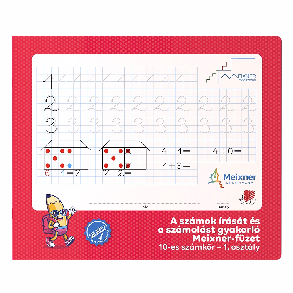 Foglalkoztató füzet ICO Süni sulikész fekvő 32 lapos kockás I. osztály Meixner-féle előre megírt  gyakorló 10-es számkör