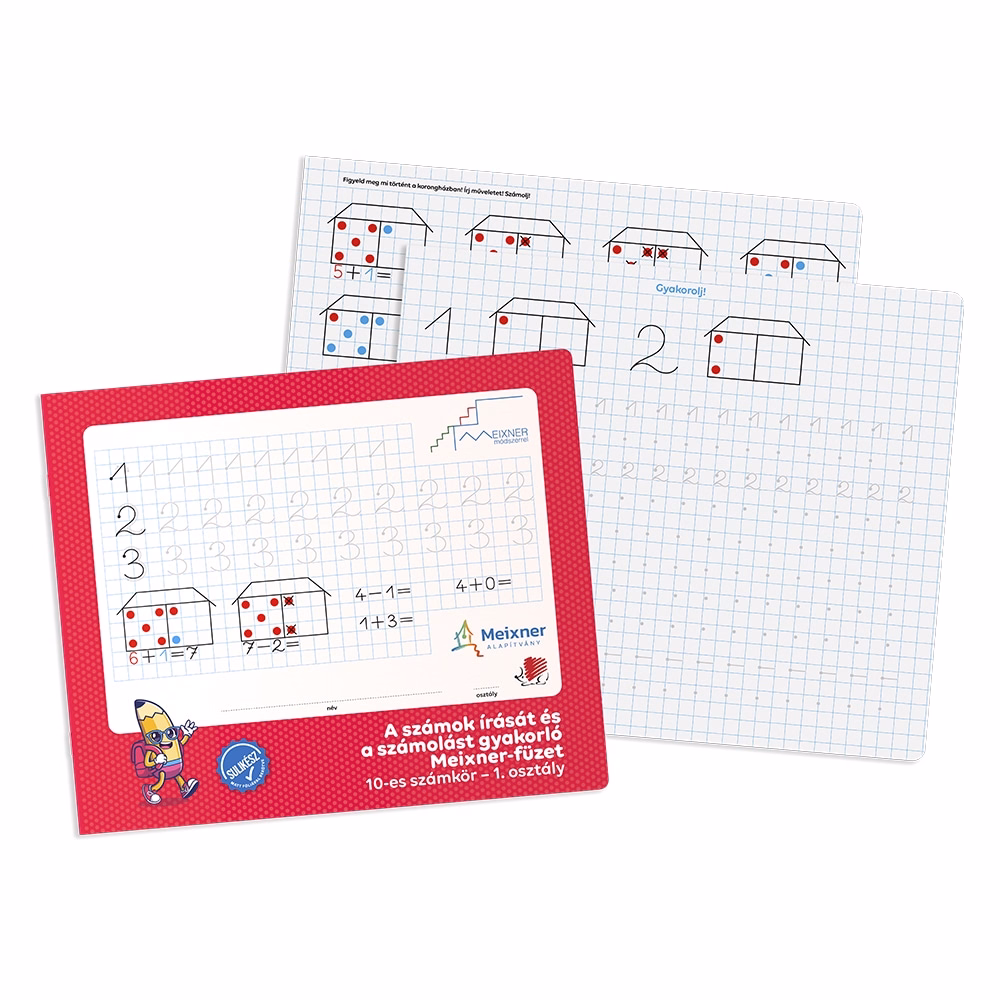 Foglalkoztató füzet ICO Süni sulikész fekvő 32 lapos kockás I. osztály Meixner-féle előre megírt  gyakorló 10-es számkör