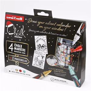 Folyékony kréta UNI PWE-5M Karácsonyi kiadás Tradicionális színek 4 darabos