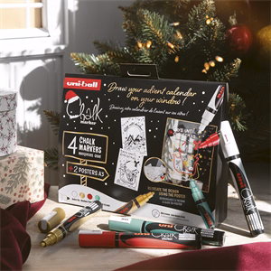 Folyékony kréta UNI PWE-5M Karácsonyi kiadás Tradicionális színek 4 darabos