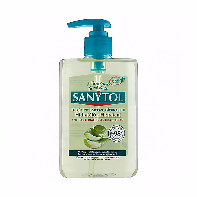 Folyékony szappan SANYTOL antibakteriális zöld tea és aloe vera 250ml Folyékony szappan SANYTOL antibakteriális zöld tea és aloe vera 250ml