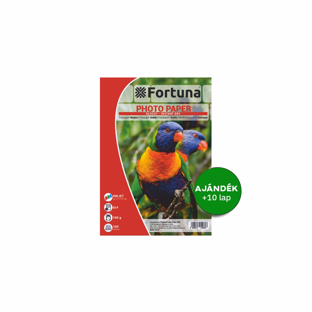 Fotópapír FORTUNA A/4 inkjet fényes 180 g 100 lapos