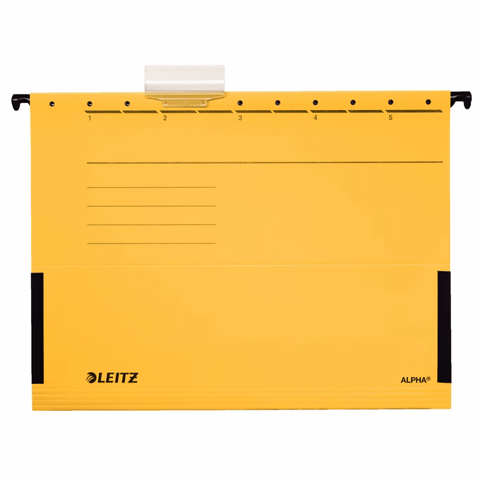 Függőmappa oldalvédelemmel LEITZ Alpha Standard A/4 karton sárga 25 darabos