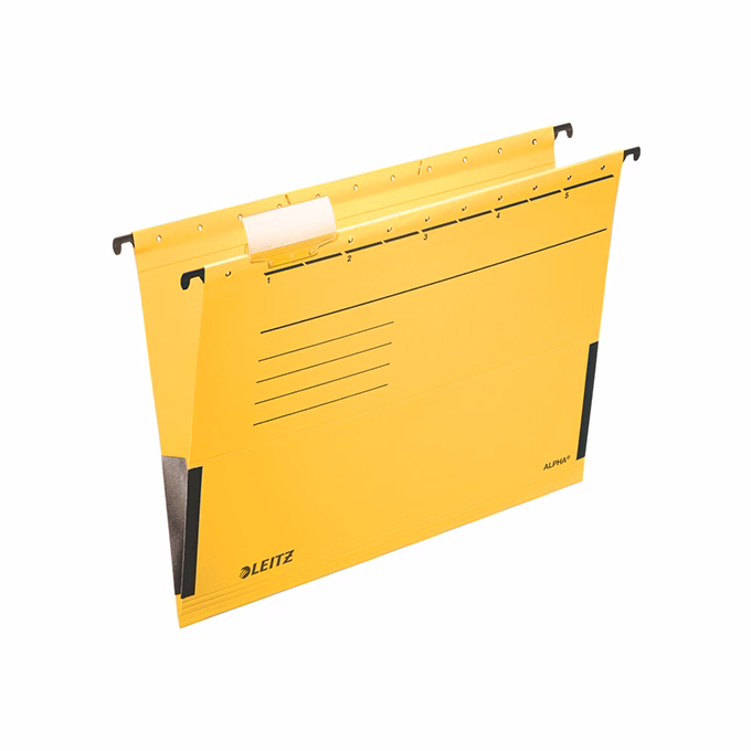 Függőmappa oldalvédelemmel LEITZ Alpha Standard A/4 karton sárga 25 darabos