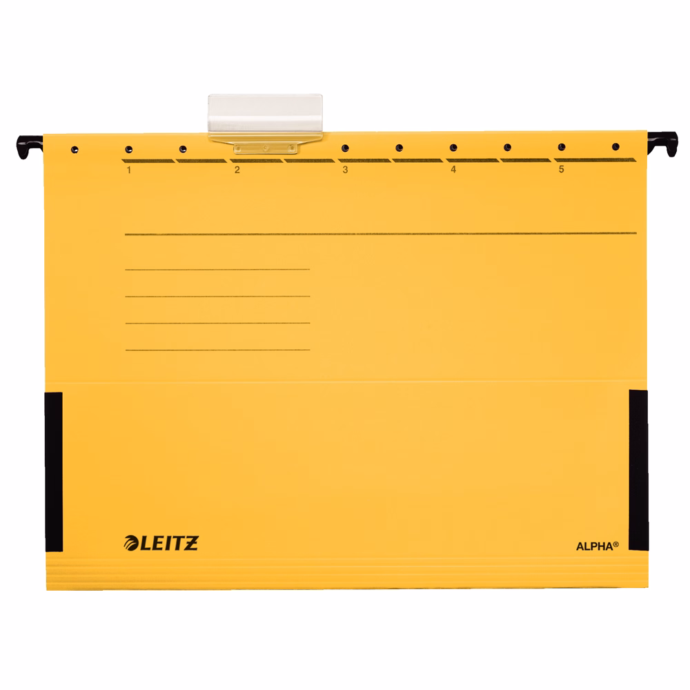Függőmappa oldalvédelemmel LEITZ Alpha Standard A/4 karton sárga 25 darabos