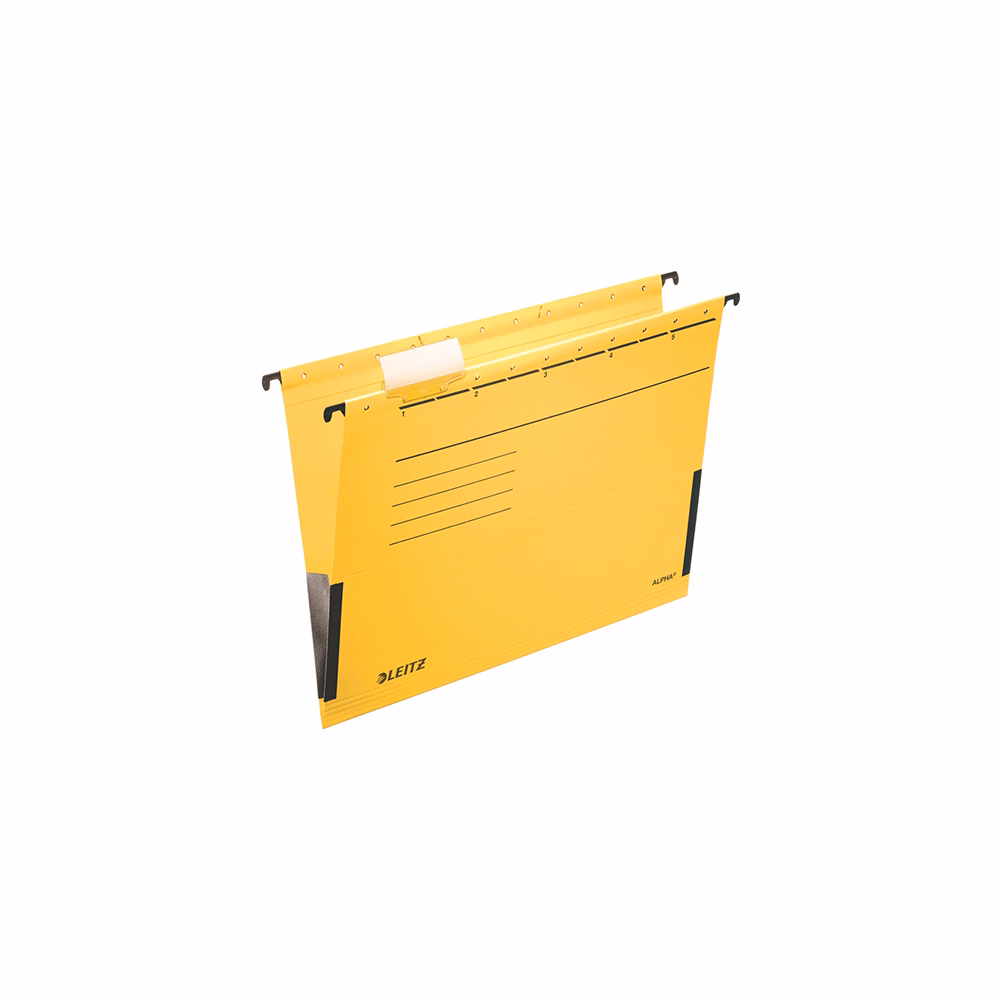 Függőmappa oldalvédelemmel LEITZ Alpha Standard A/4 karton sárga 25 darabos