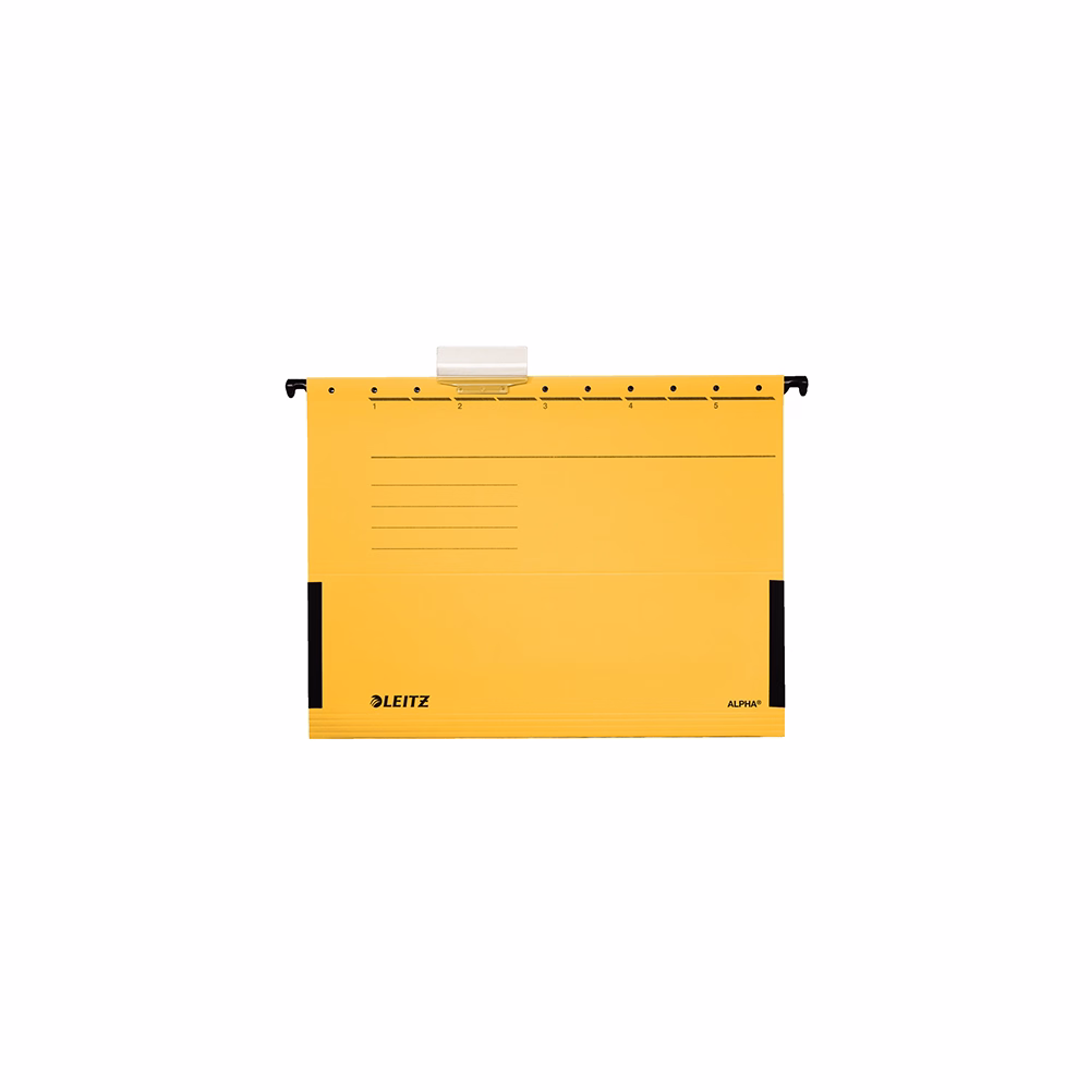 Függőmappa oldalvédelemmel LEITZ Alpha Standard A/4 karton sárga 25 darabos