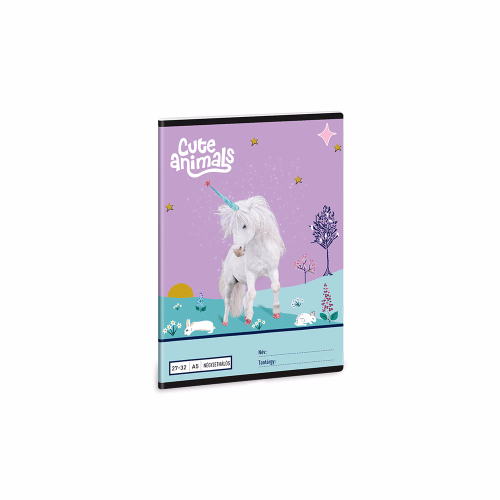 Füzet kockás ARS UNA A/5 32 lapos 27-32 Cute Animals-Unicorn