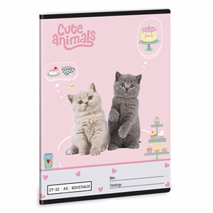 Füzet kockás ARS UNA A/5 32 lapos 27-32 Cute Animals-Tea Party