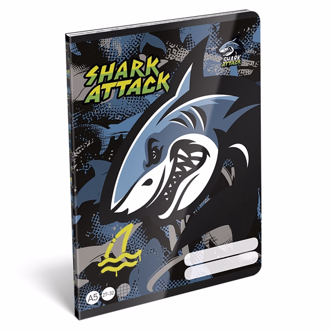 Füzet kockás LIZZYSULI A/5 32 lapos 27-32 Shark Attack