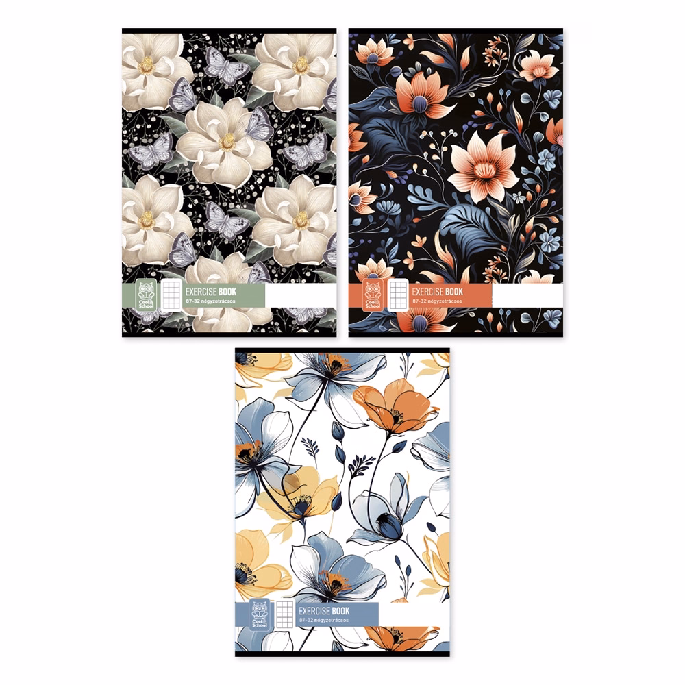 Füzet kockás Virágos A/4 87-32 vegyes minták
