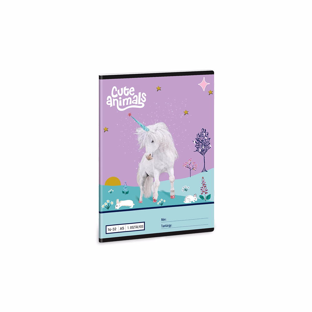 Füzet vonalas ARS UNA A/5 32 lapos 14-32 1.osztályos Cute Animals-Unicorn