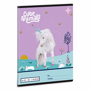 Füzet vonalas ARS UNA A/5 32 lapos 16-32 2.osztályos Cute Animals-Unicorn