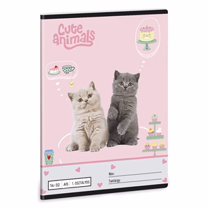 Füzet vonalas ARS UNA A/5 32 lapos 14-32 1.osztályos Cute Animals-Tea Party