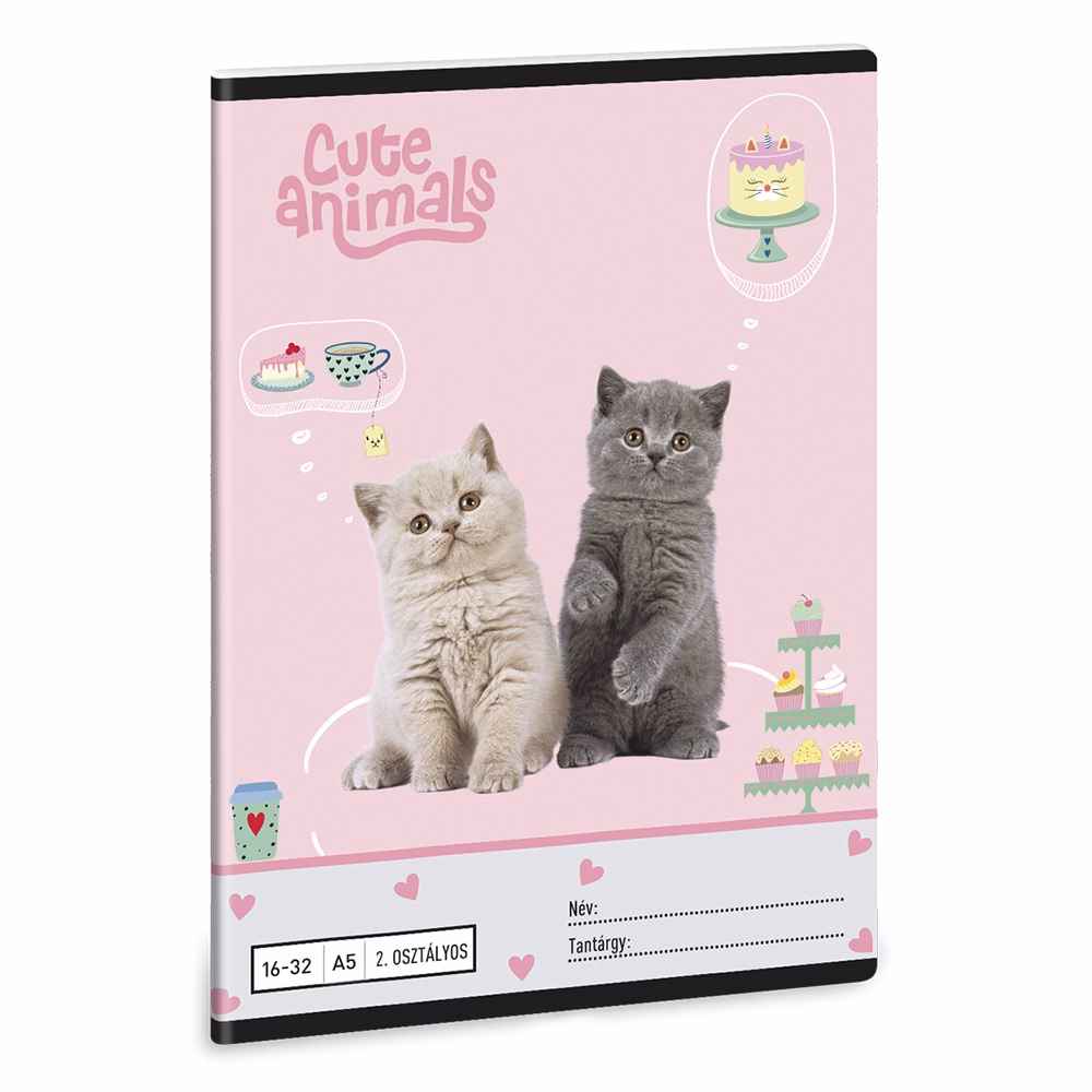 Füzet vonalas ARS UNA A/5 32 lapos 16-32 2.osztályos Cute Animals-Aussie 5532