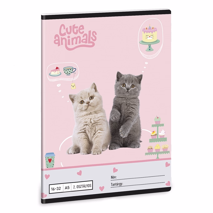 Füzet vonalas ARS UNA A/5 32 lapos 16-32 2.osztályos Cute Animals-Aussie 5532