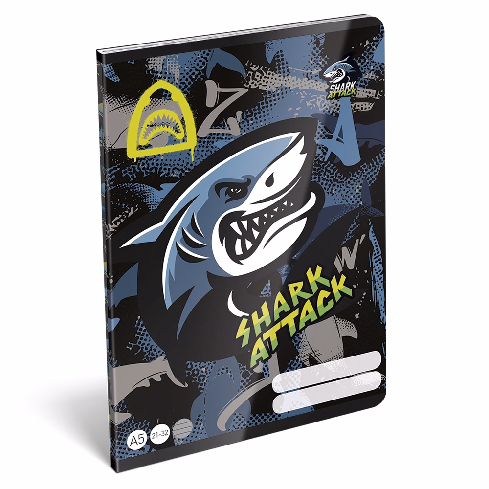 Füzet vonalas LIZZYSULI A/5 32 lapos 21-32 4-8.osztályos Shark Attack