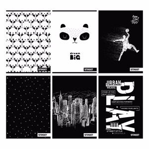 Füzet vonalas STREET A/4 54 lapos Black&White margóval