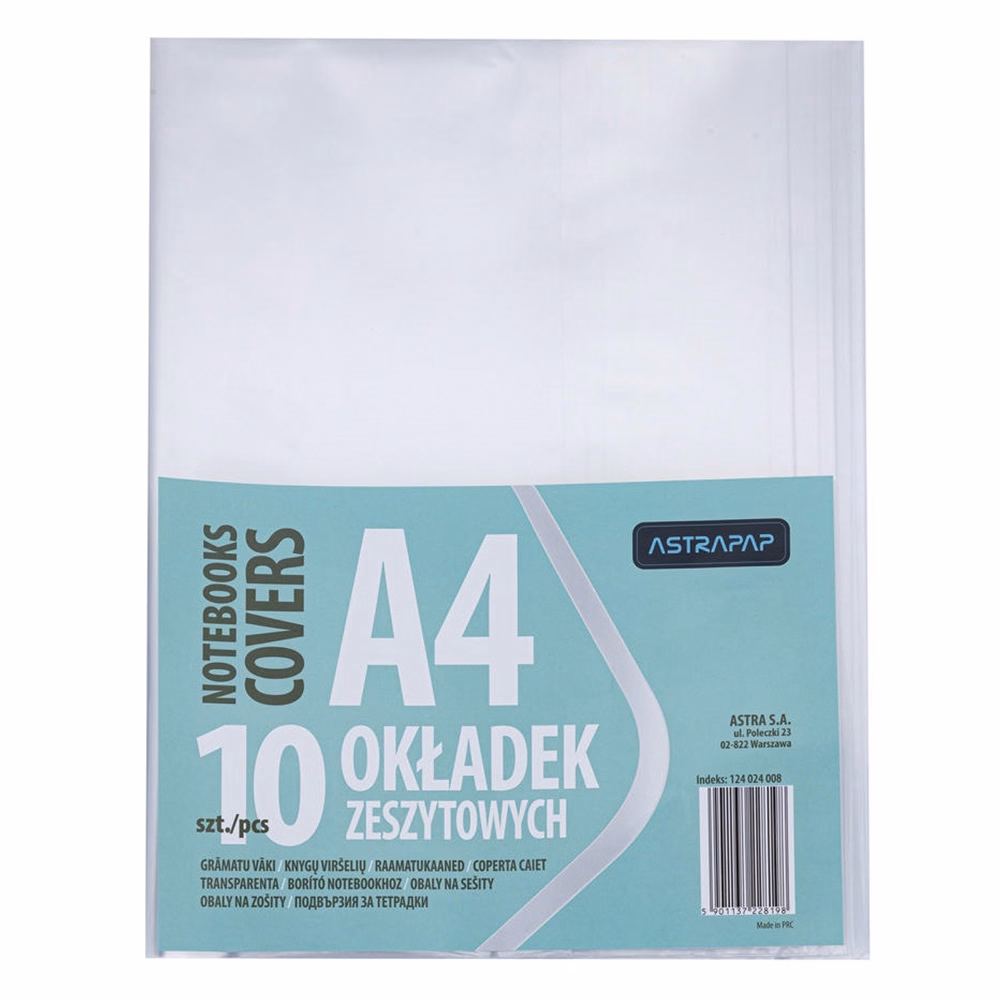 Füzetborító ASTRA PAP A/4 bújtatós pvc átlátszó 5 db/csomag