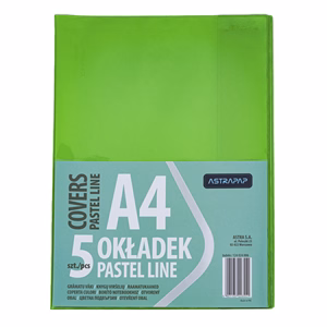 Füzetborító ASTRA PAP A/4 bújtatós pvc neon pasztell színek 5 db/csomag