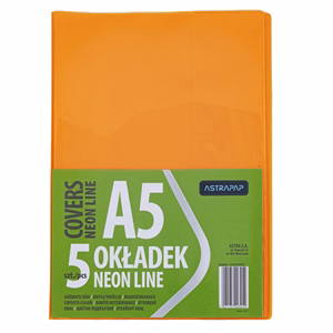 Füzetborító ASTRA PAP A/5 bújtatós pvc neon élénk színek 5 db/csomag