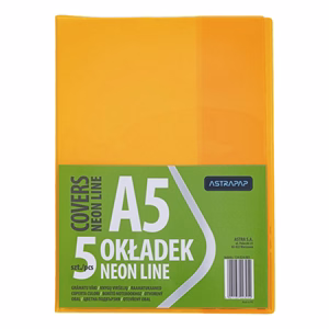 Füzetborító ASTRA PAP A/5 bújtatós pvc neon élénk színek 5 db/csomag