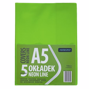 Füzetborító ASTRA PAP A/5 bújtatós pvc neon élénk színek 5 db/csomag
