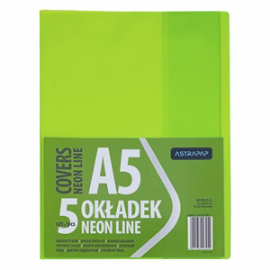 Füzetborító ASTRA PAP A/5 bújtatós pvc neon élénk színek 5 db/csomag