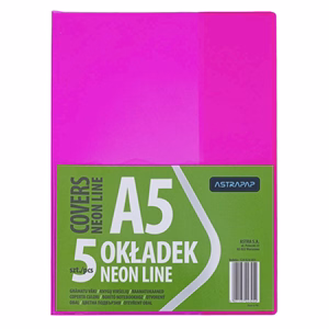 Füzetborító ASTRA PAP A/5 bújtatós pvc neon élénk színek 5 db/csomag