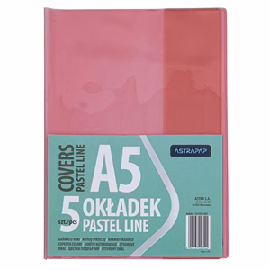 Füzetborító ASTRA PAP A/5 bújtatós pvc neon pasztell színek 5 db/csomag
