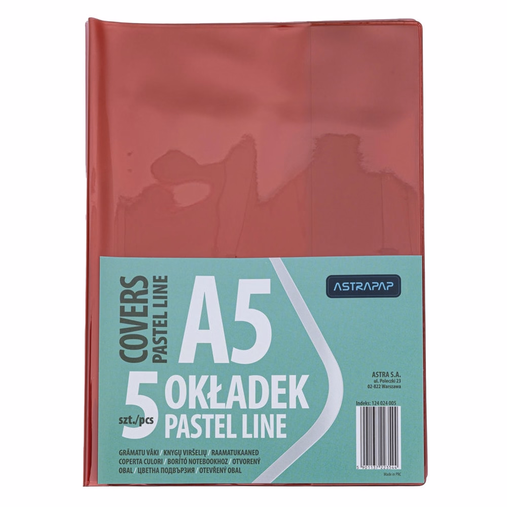Füzetborító ASTRA PAP A/5 bújtatós pvc neon pasztell színek 5 db/csomag