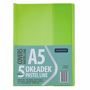Füzetborító ASTRA PAP A/5 bújtatós pvc neon pasztell színek 5 db/csomag