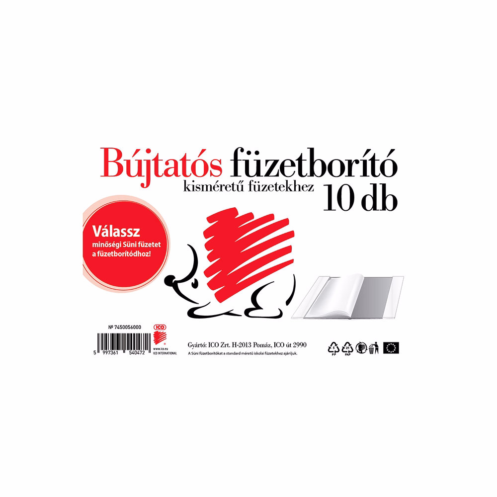 Füzetborító ICO Süni A/5 bújtatós 10 darabos