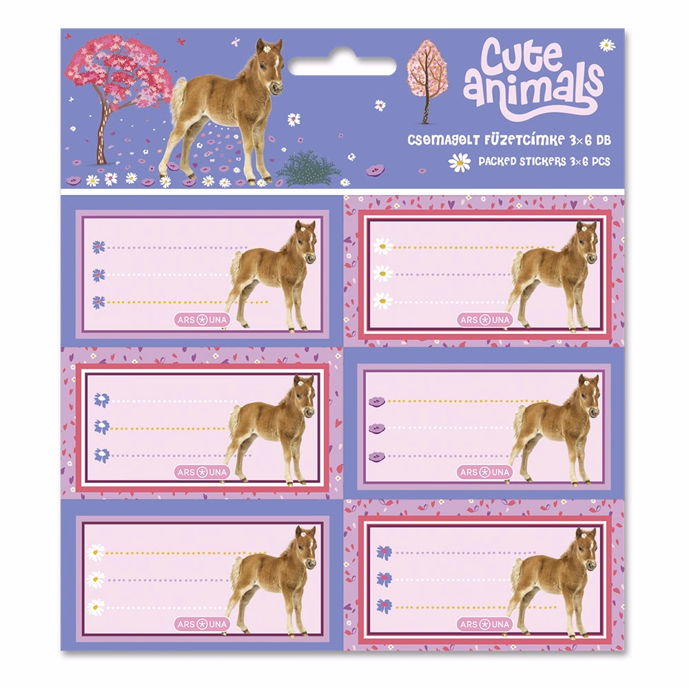 Füzetcímke ARS UNA 18 darabos Cute Animals-Horse