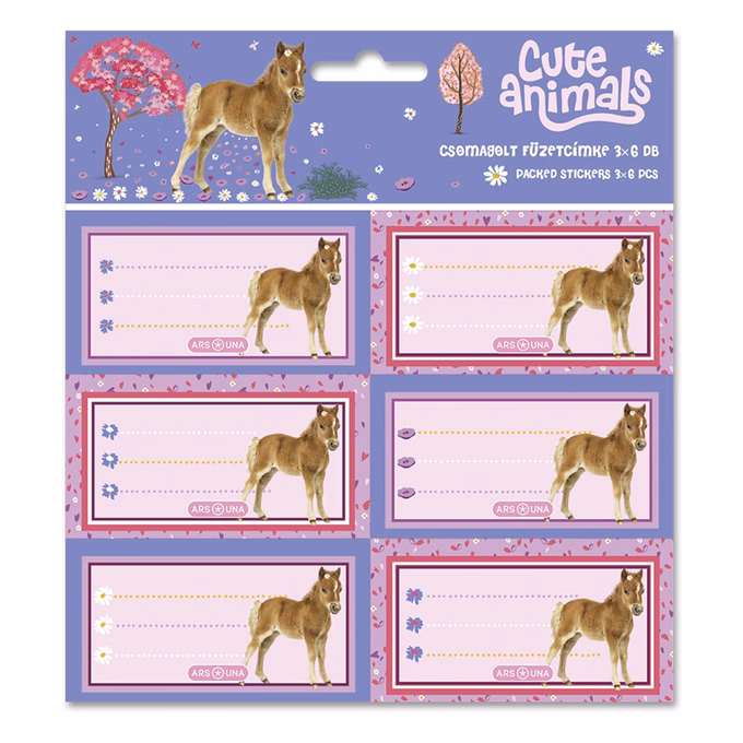 Füzetcímke ARS UNA 18 darabos Cute Animals-Horse