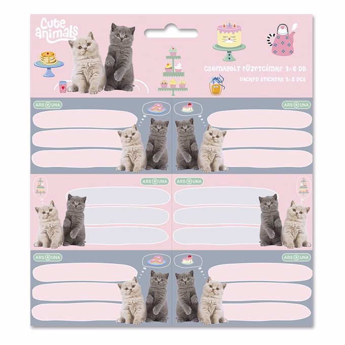 Füzetcímke ARS UNA 18 darabos Cute Animals-Tea Party